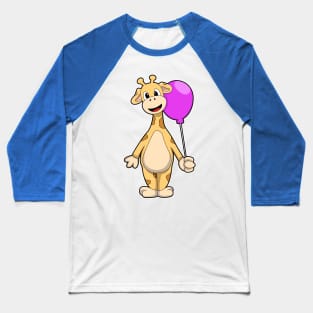 Giraffe with Balloon Baseball T-Shirt